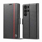 For Samsung Galaxy S25 Ultra 5G LC.IMEEKE Carbon Fiber Leather Phone Case(Vertical Black) - 1