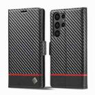 For Samsung Galaxy S25 Ultra 5G LC.IMEEKE Carbon Fiber Leather Phone Case(Horizontal Black) - 1