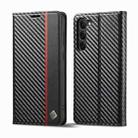 For Samsung Galaxy S25+ 5G LC.IMEEKE Carbon Fiber Leather Phone Case(Vertical Black) - 1