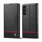 For Samsung Galaxy S25+ 5G LC.IMEEKE Carbon Fiber Leather Phone Case(Horizontal Black) - 1