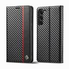 For Samsung Galaxy S25 5G LC.IMEEKE Carbon Fiber Leather Phone Case(Vertical Black) - 1