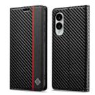 For Samsung Galaxy S25 Edge 5G LC.IMEEKE Carbon Fiber Leather Phone Case(Vertical Black) - 1
