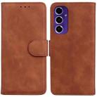 For Samsung Galaxy A16 5G Skin Feel Pure Color Flip Leather Phone Case(Brown) - 1