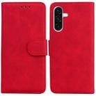 For Samsung Galaxy A26 5G Skin Feel Pure Color Flip Leather Phone Case(Red) - 1