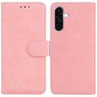 For Samsung Galaxy A26 5G Skin Feel Pure Color Flip Leather Phone Case(Pink) - 1