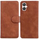For Samsung Galaxy A25 5G / A25e JP Edition Skin Feel Pure Color Flip Leather Phone Case(Brown) - 1