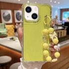 For iPhone 13 TPU + PC + Glitter Sequins Full Coverage Phone Case with Bracelet(Yellow) - 1