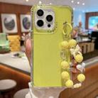 For iPhone 15 Pro TPU + PC + Glitter Sequins Full Coverage Phone Case with Bracelet(Yellow) - 1