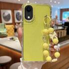 For iPhone XR TPU + PC + Glitter Sequins Full Coverage Phone Case with Bracelet(Yellow) - 1