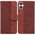 For Samsung Galaxy A25 5G / A25e JP Edition Geometric Embossed Leather Phone Case(Brown) - 1