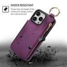 For iPhone 15 Pro Max RFlD Anti-theft Double Buckle Ring Zipper Card Phone Case(Dark Purple) - 2