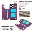 For iPhone 15 Pro Max RFlD Anti-theft Double Buckle Ring Zipper Card Phone Case(Dark Purple) - 3