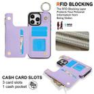 For iPhone 15 Pro Max RFlD Anti-theft Double Buckle Ring Zipper Card Phone Case(Purple) - 3