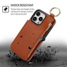 For iPhone 15 Pro Max RFlD Anti-theft Double Buckle Ring Zipper Card Phone Case(Brown) - 2