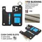 For iPhone 15 Pro RFlD Anti-theft Double Buckle Ring Zipper Card Phone Case(Black) - 3