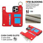 For iPhone 15 Pro RFlD Anti-theft Double Buckle Ring Zipper Card Phone Case(Red) - 3