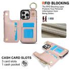 For iPhone 15 Pro RFlD Anti-theft Double Buckle Ring Zipper Card Phone Case(Rose Gold) - 3