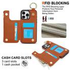 For iPhone 15 Pro RFlD Anti-theft Double Buckle Ring Zipper Card Phone Case(Brown) - 3