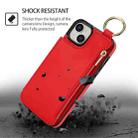 For iPhone 15 Plus RFlD Anti-theft Double Buckle Ring Zipper Card Phone Case(Red) - 2