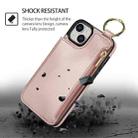 For iPhone 15 Plus RFlD Anti-theft Double Buckle Ring Zipper Card Phone Case(Rose Gold) - 2