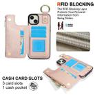 For iPhone 15 Plus RFlD Anti-theft Double Buckle Ring Zipper Card Phone Case(Rose Gold) - 3