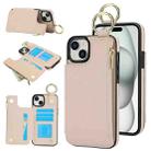 For iPhone 14 Plus RFlD Anti-theft Double Buckle Ring Zipper Card Phone Case(White) - 1