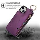 For iPhone 14 Plus RFlD Anti-theft Double Buckle Ring Zipper Card Phone Case(Dark Purple) - 2