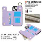 For iPhone 14 Plus RFlD Anti-theft Double Buckle Ring Zipper Card Phone Case(Purple) - 3