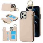 For iPhone 14 Pro Max RFlD Anti-theft Double Buckle Ring Zipper Card Phone Case(White) - 1