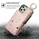 For iPhone 14 Pro Max RFlD Anti-theft Double Buckle Ring Zipper Card Phone Case(Rose Gold) - 2