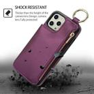 For iPhone 14 Pro Max RFlD Anti-theft Double Buckle Ring Zipper Card Phone Case(Dark Purple) - 2