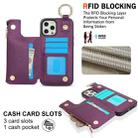 For iPhone 14 Pro Max RFlD Anti-theft Double Buckle Ring Zipper Card Phone Case(Dark Purple) - 3