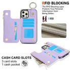 For iPhone 14 Pro Max RFlD Anti-theft Double Buckle Ring Zipper Card Phone Case(Purple) - 3