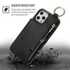 For iPhone 13 Pro Max RFlD Anti-theft Double Buckle Ring Zipper Card Phone Case(Black) - 2