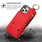 For iPhone 13 Pro Max RFlD Anti-theft Double Buckle Ring Zipper Card Phone Case(Red) - 2