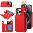 For iPhone 13 Pro RFlD Anti-theft Double Buckle Ring Zipper Card Phone Case(Red) - 1