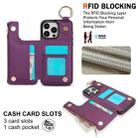 For iPhone 13 Pro RFlD Anti-theft Double Buckle Ring Zipper Card Phone Case(Dark Purple) - 3