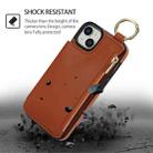 For iPhone 13 mini RFlD Anti-theft Double Buckle Ring Zipper Card Phone Case(Brown) - 2