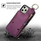 For iPhone 12 Pro Max RFlD Anti-theft Double Buckle Ring Zipper Card Phone Case(Dark Purple) - 2