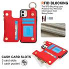 For iPhone 11 RFlD Anti-theft Double Buckle Ring Zipper Card Phone Case(Red) - 3