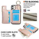 For iPhone 11 RFlD Anti-theft Double Buckle Ring Zipper Card Phone Case(Rose Gold) - 3