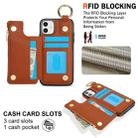 For iPhone 11 RFlD Anti-theft Double Buckle Ring Zipper Card Phone Case(Brown) - 3