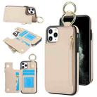 For iPhone 11 Pro RFlD Anti-theft Double Buckle Ring Zipper Card Phone Case(White) - 1