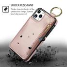 For iPhone 11 Pro RFlD Anti-theft Double Buckle Ring Zipper Card Phone Case(Rose Gold) - 2