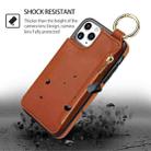 For iPhone 11 Pro RFlD Anti-theft Double Buckle Ring Zipper Card Phone Case(Brown) - 2