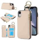 For iPhone XS / X RFlD Anti-theft Double Buckle Ring Zipper Card Phone Case(White) - 1