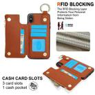 For iPhone XS Max RFlD Anti-theft Double Buckle Ring Zipper Card Phone Case(Brown) - 3