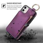 For iPhone 12 RFlD Anti-theft Double Buckle Ring Zipper Card Phone Case(Dark Purple) - 2