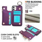 For iPhone 12 RFlD Anti-theft Double Buckle Ring Zipper Card Phone Case(Dark Purple) - 3