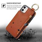 For iPhone 12 RFlD Anti-theft Double Buckle Ring Zipper Card Phone Case(Brown) - 2